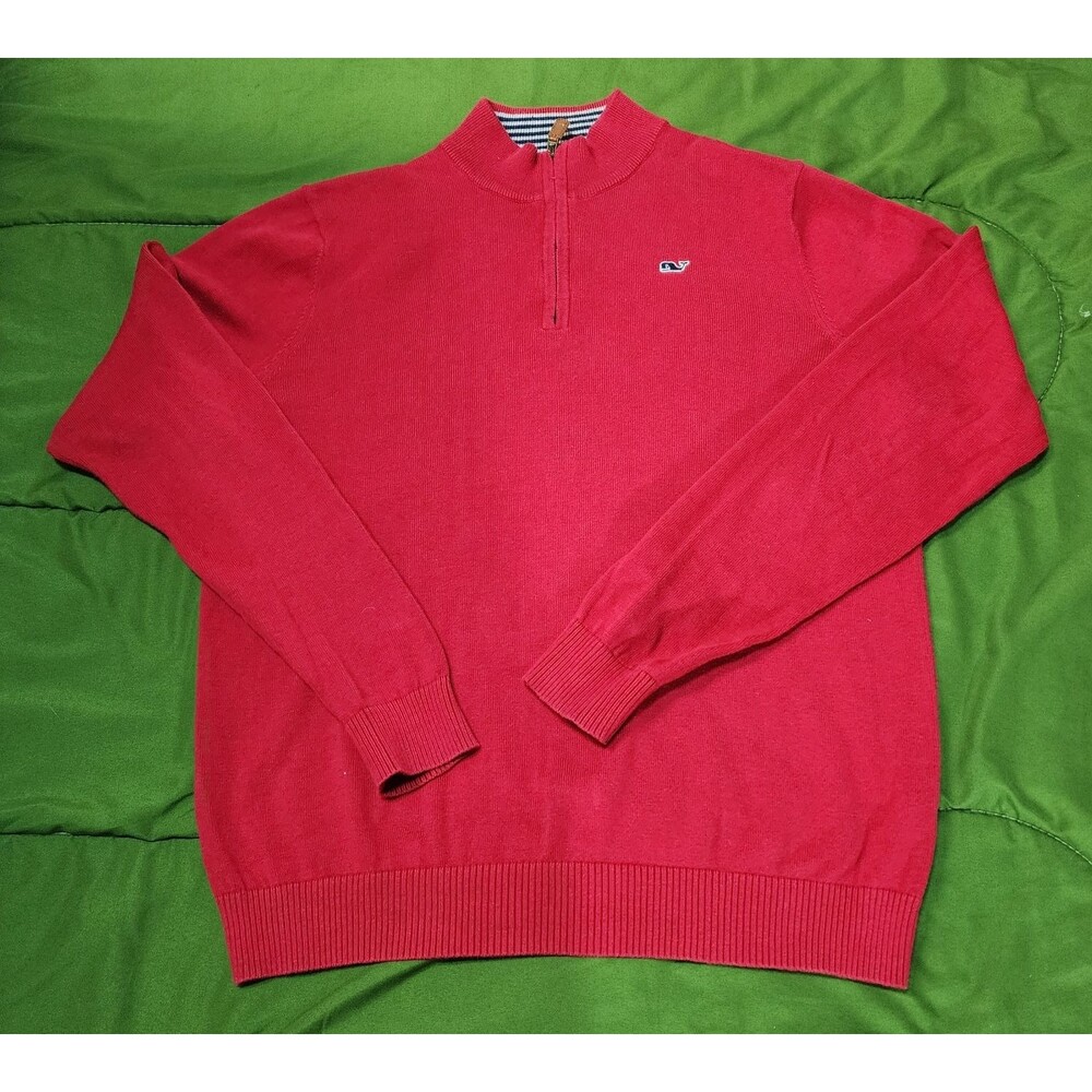 Vineyard Vines Long Sleeve 1/4 Zip Pullover Men's Sweater Red Size XL